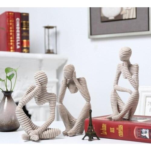New 1pc Resin European Style Abstract Thinker Statue Sculpture Dented Figurine Abstract Character Decoration Office Home Decor