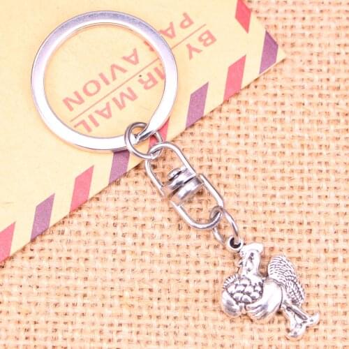 New Fashion Keychain 23x15mm cock rooster Pendants DIY Men Jewelry Car Key Chain Ring Holder Souvenir For Gift