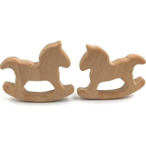 New Lovely Cartoon Wood Teether 1Pc Pure Natural Animal Shaped Baby Teething Nursing Beech Teether Baby DIY Pendant Toys Gifts