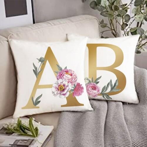 Letter Flower Printed Pillowcase Decorative Sofa Chair Cushion Cover Office Bedroom Living Simple Pillows Case Decorate Cojines