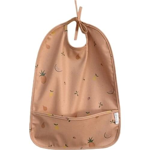 D7WF Cartoon Printed Waterproof Bib with Pocket Baby Feeding Apron Smock Burp Cloth