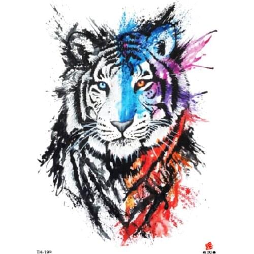 Waterproof Temporary Tattoo Sticker Watercolor tiger pattern tattoo Water Transfer body art fake tattoo for women men