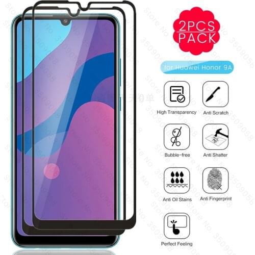 2Pcs glass on honor 9a glass protective tempered glass for huawei honor 9a moa-lx9n 9 a a9 honor9a screen protector film 6.3