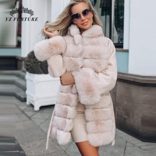 Women Winter Warm Cashmere Lapel Coat Belt Woolen Cloth Thick Coat Woman Fashionable Jacket Fox Fur Vest Design Outer Garment