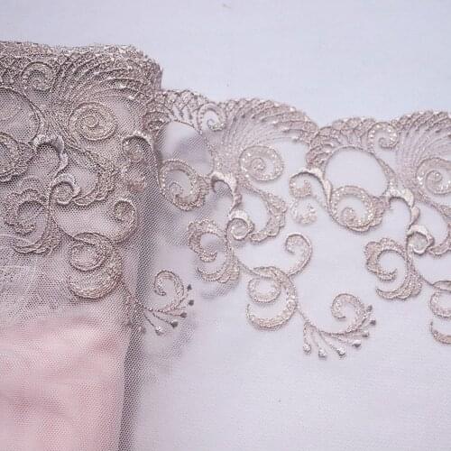 1 Meter 23 CM Wide Auspicious Clouds Embroidered Lace Trim Pink Mesh Fabrics For Bra Lingerie Underwear Womens Dress Decor DIY