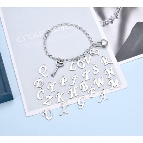 26Pcs Stainless Steel Alphabet Pendants Charms DIY Letter Name Pendant For Necklace Bracelet Jewelry Making Jewelry Gift