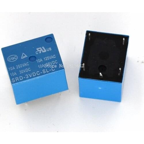 5PCS/LOT SRD-03VDC-SL-C SRD-03 5 Pins 3V 10A DC Coil PCB Relay