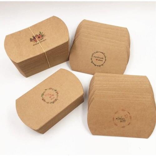 50pcs 8x5.5x2cm Colorful Paper Card Pillow Design Candy Gift Box For Favor Earrings Studs Bracelet Jewelry Pack Storage Case Box