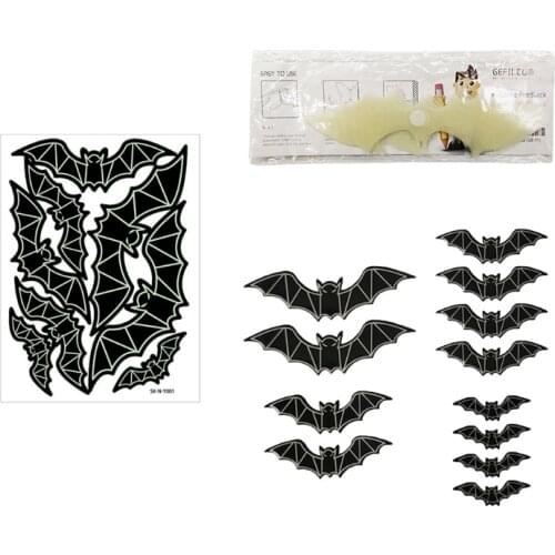 8/12pcs 3D Bats Sticker Halloween Glow in The Dark Wall Decals Luminous Window Glasses Glowing Stickers for Halloween Home Party