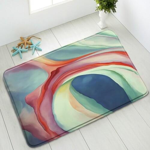 Abstract Gradient Non-Slip Bathroom Mat Watercolor Line Bedroom Kitchen Doormat Balcony Carpet Absorbent Foot Pads Home Decor