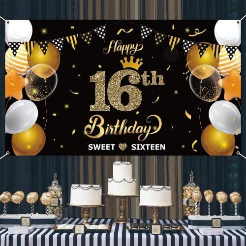 16th Birthday Party Decoration Drawback Banner Of Official Children Supplies For Indoor Or Outdoor Photo Background Decorations