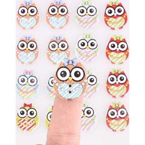 Owl 2Hole Wooden Mixed Buttons Christmas DIY Decor Child Clothes Sewing Buttons Crafts Scrapbooking Accessories Decorativos E