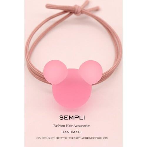 Sempli High Elasticity Nylon Elastic Hair Bands Frosted Transparent Mickey Minnie Headwear For Women Kid Children Rubber Bands