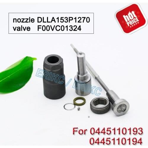 ERIKC 0445110193 0445110194 Diesel Fuel Injector Repair Parts Nozzle DLLA153P1270 Control Valve F00VC01324 For Bosch Replacement