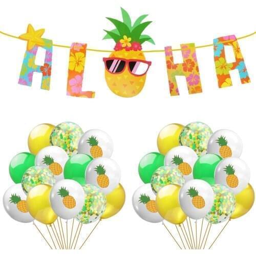 Hawaii Party Pineapple Baloon Flamingo Parti Hawaiian Decor Turtle Leaf Tropic Forest Theme Pineapple Party Garland Balloon Deco