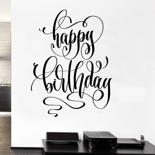 Happy Birthday Curved Calligraphy Wall Sticker Decal For Home And Birthday Event Hall Decoration A001658
