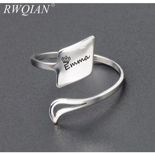 Silvery Color Custom Name Ring Customized Stainless Steel Name Ring for Women Adjustable Size Personalized Jewelry Free Shipping