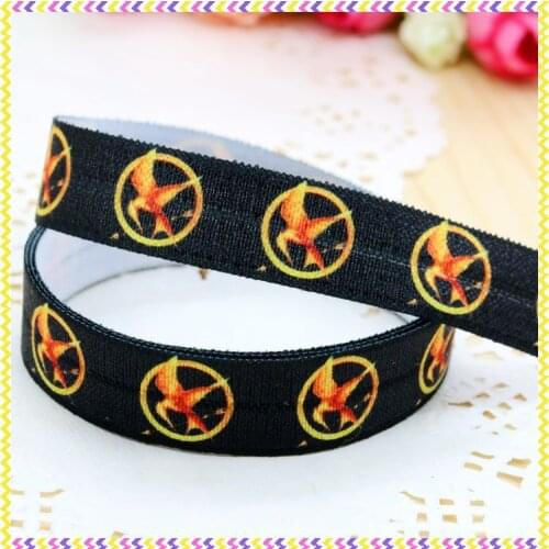 DHK 5/8'' 5yards Fold Over Elastic FOE hunger printed headband headwear hair band diy decoration OEM Wholesale C429