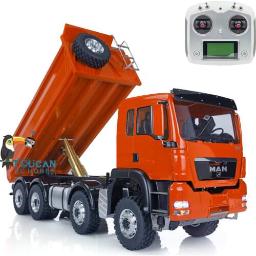 LESU MAN 1/14 Scale RC 8x8 Hydraulic Model Dumper Truck With I6S Radio Motor Servo Light Sound Painted THZH0348