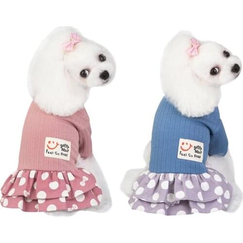 Pet Summer Cotton Dress For Small Dogs Breathable Doggy Dot Ruffle skirt Half Sleeve Princess Style Puppy Dogs Wedding Dresses H