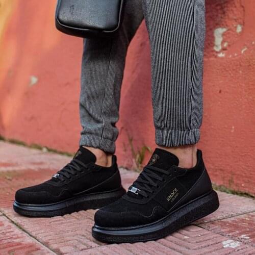 Knack Yüksek Taban Günlük Süet Ayakkabı 040 Siyah (Siyah Taban) Tüm Spor Kıyafetleri İle Rahatlıkla Giyilir Hava Geçirgendir