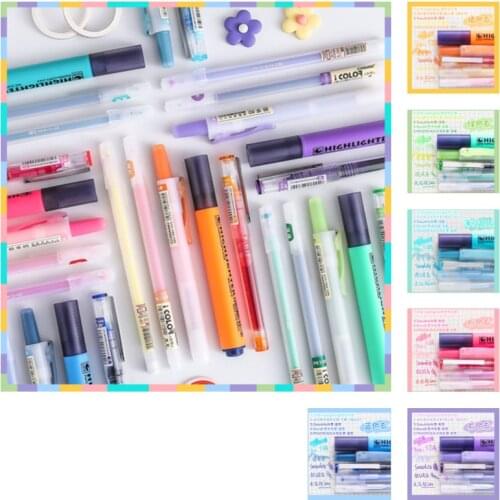 5PCS Journal Highlighter Markers Pen Vintage Color Gradient Pens Set Quick Dry Gel Ink Pen and Fluorescent School Stationery