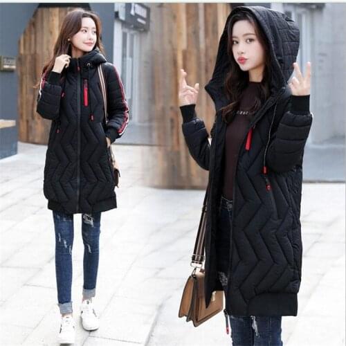 Fashion 2018 New Winter Women Jackets Hooded Warm Thicken Cotton-Padded Winter Coats Female Medium-Long Slim Parkas Mujer Q1083