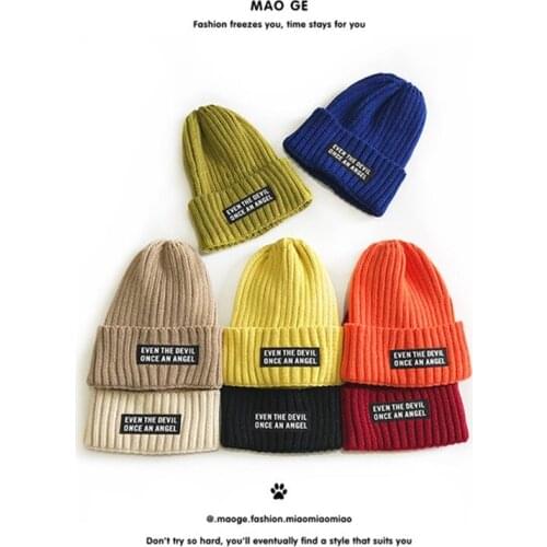 2020 Fashion Kids & Adult Hats Unisex Letters Skullies Beanies Hat Winter Warm Knitted Children Hats and Caps for Boys Girls