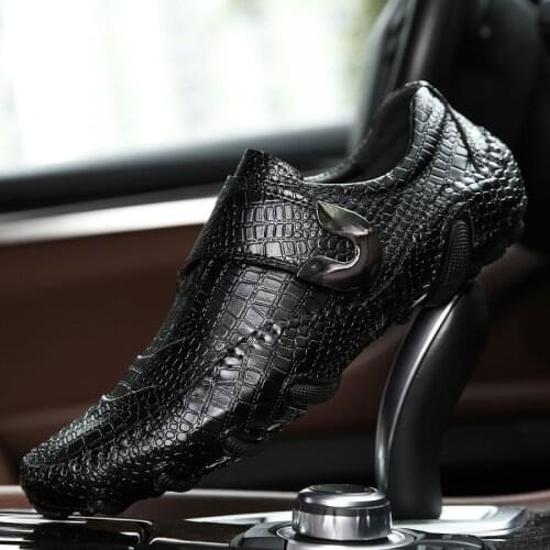 New in 2021 Retro English Style Genuine Leather Mens Business Crocodile Print Casual Shoes wear-resistant running shoes