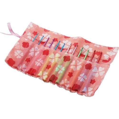 12pcs Colorful Alumina Crochet Hooks Set Smooth ABS Plastic Handle Knitting Needles Sewing Tools DIY Home Weaving Accessories