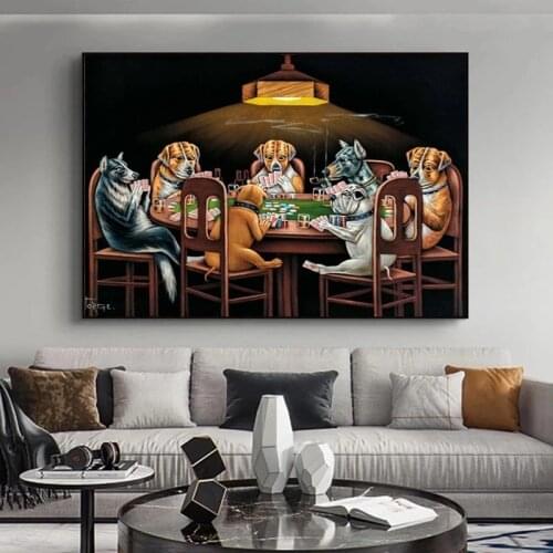 Dogs Playing Cards Poker Canvas Painting Posters and Prints Wall Art Abstract Pictures for Living Room Home Decor Cuadros