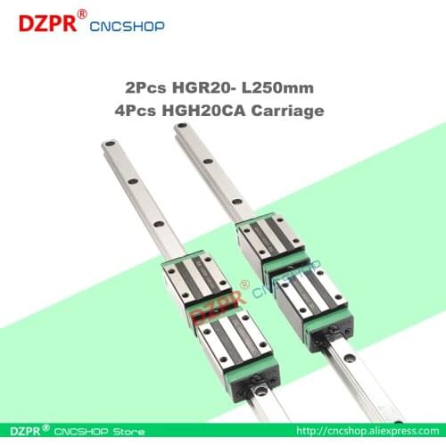 Precision Linear Guide HGR20 250mm 9.84in Rail HGH20CA Carriage Slide for CNC engraving robot Woodwork laser textile machine