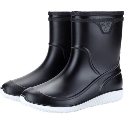 New Arrival Unisex Rubber Rain Boot Ankle Waterproof Non-Slip Chelsea Booties Easy on Fashion Couples Boots Boots Men Work Boots