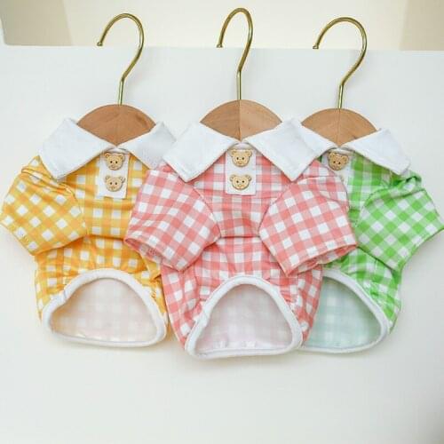 Dog Polo Shirts for Small Medium Dogs Plaid Puppy T-Shirt Summer Pet Tee Shirts Clothes Apparel For Chihuahua Plug Outfits