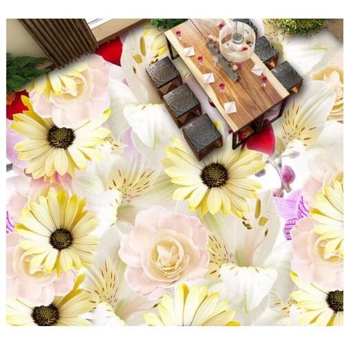 3d floor painting wallpaper Home Decoration Floral 3D flooring pvc self-adhesive wallpaper