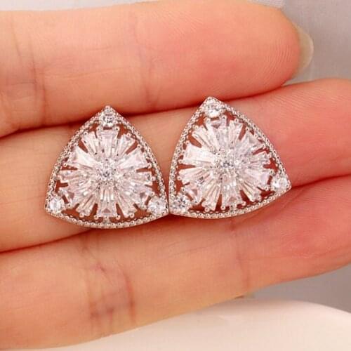 AAA Zircon White Triangle Zircon Stud Earrings