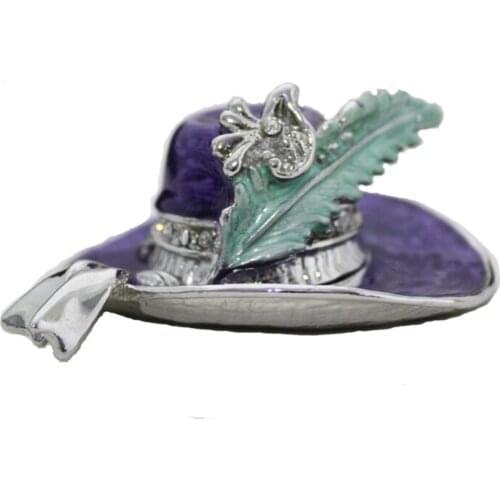 YAFFIL Jewelry Box Cap Shape With Feather Pattern Jewelry Box Cap Crystal Rhinestone Exquisite Craft Jewel Case Ring Assessories