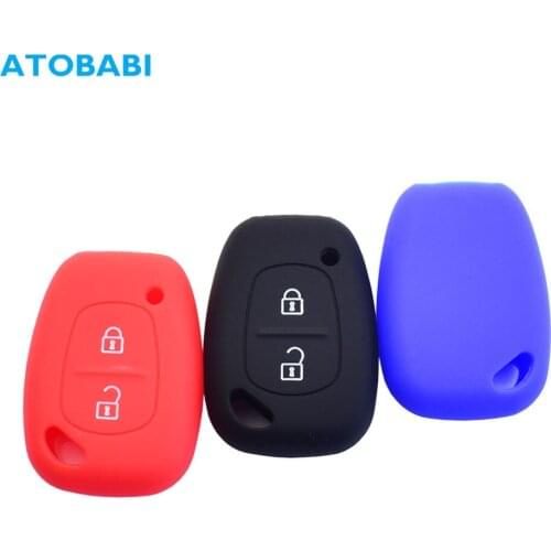ATOBABI 2 Buttons Car Key Cover Case For Renault Trafic Master Kangoo Smart Key Keychain Silica Gel Key Fob shell Cay Styling