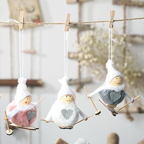 Lovely Ski Snowman Shape Doll Toy Christmas Kawaii Ski Snowman Doll Toy durable Hanging Pendant Xmas Tree Decor New Year