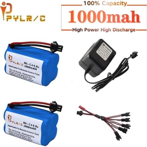 SM) 4.8v 1000mah NiCD Battery And Charger For Rc toys Cars Tanks Robots Guns Boats 1000mah AA 4.8v Rechargeable Battery Pack