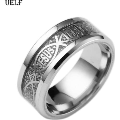 Uelf 5 COLORS Vintage Gold Free Shipping Jesus 316L stainless steel Ring Men Jewelry for Men Wedding Band male ring for lovers