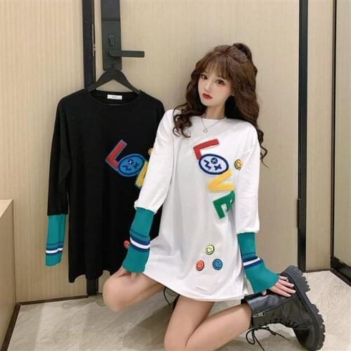 2021 Spring Women Long Sleeve T-Shirt Loose T-Shirts Fashion Clothing Large Size 4XL