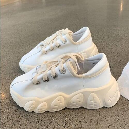 Womens Vulcanized Shoes Lace Up Ladies Platform Casual Comfort Shoes Women Chunky Sneakers Spring Female Footwear New Fashion