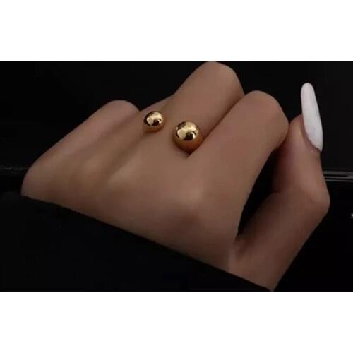 JUST FEEL Gold Color Waterdrop Asymmetric Open Rings for Women Fashion Minimalist Brass Rings Geometric Statement Jewelry Gift