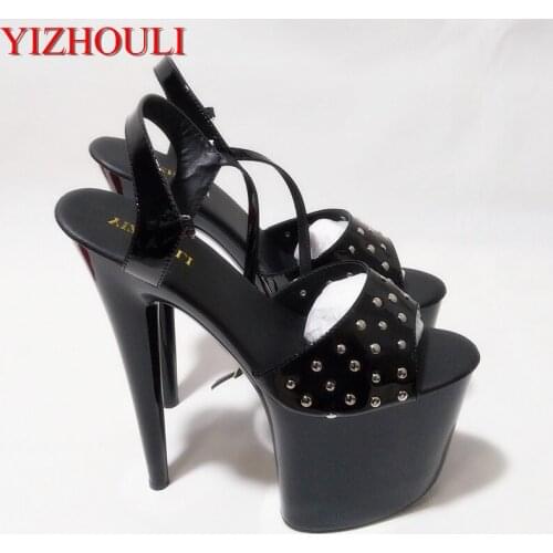 Ladies sexy party high heels, platform baking 20 cm high heel sandals, rivet decoration, dancing shoes