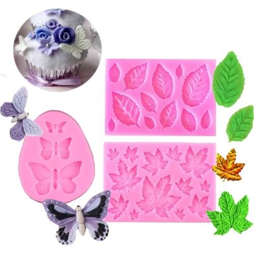 1/2/3Pcs 3D Silicone Baking Mold DIY Butterfly Maple Leaf Mould Chocolate Fondant Cake Decorating Tool Temperature Resistance