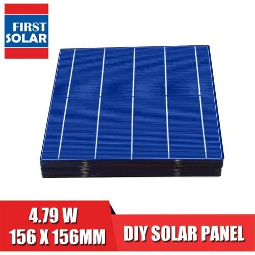 10/50/80/100pcs 4.79 W 156 x 156 MM Poly 6" Solar Cells 6x6 Grade A polycrystalline PV DIY Photovoltaic Sunpower C60 Solar Panel