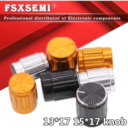 10pcs 13*17mm 15*17mm aluminum alloy potentiometer WH148 13*17 15*17 knob rotation switch volume control knob 6mm