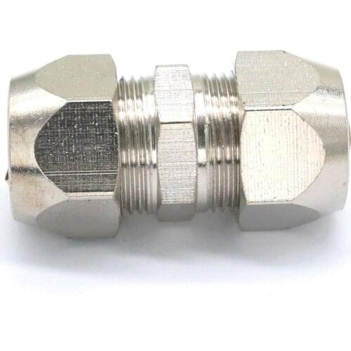 2pcs Fit Tube O/D 12mm Equal Nikel Plated Brass Ferrule Pneumatic Air Compression Fitting Adapter