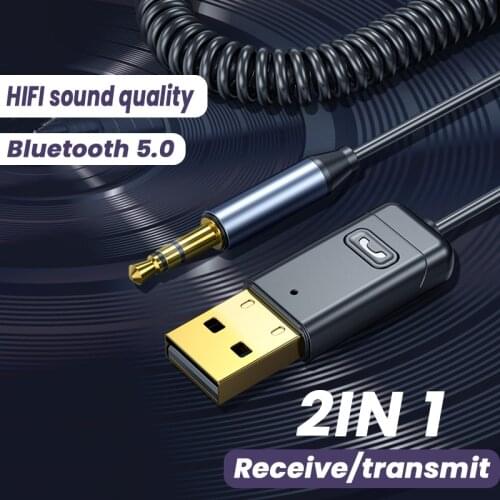 2 In 1 Bluetooth 5.0 Aux Adapter Audio Receiver Transmitter Filament Cable Smart compatibility For Computer TV Car Speakers